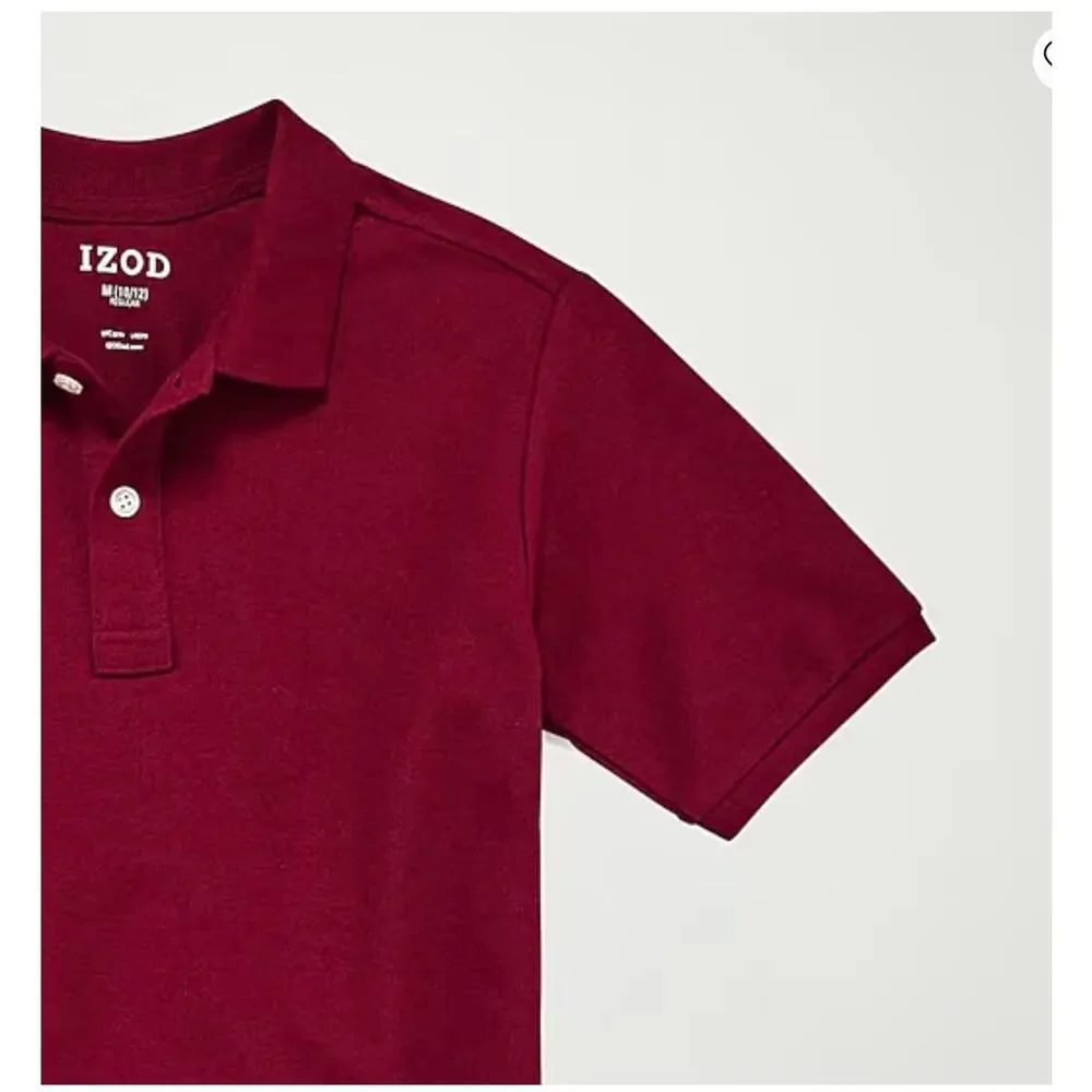 NEW! Izod L 10/12 Short Sleeve Stretch Pique Uniform Polo Shirt Burgundy